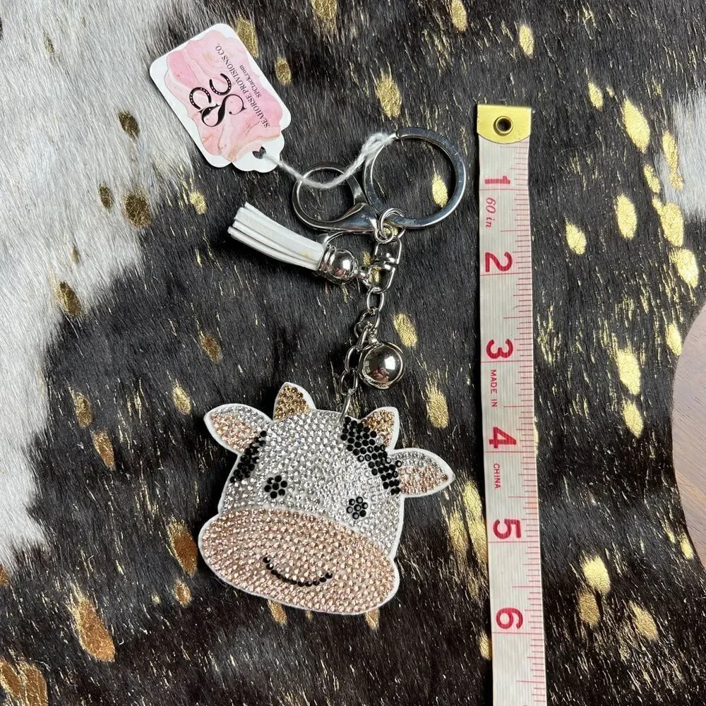 Blinged Cow Keychain.